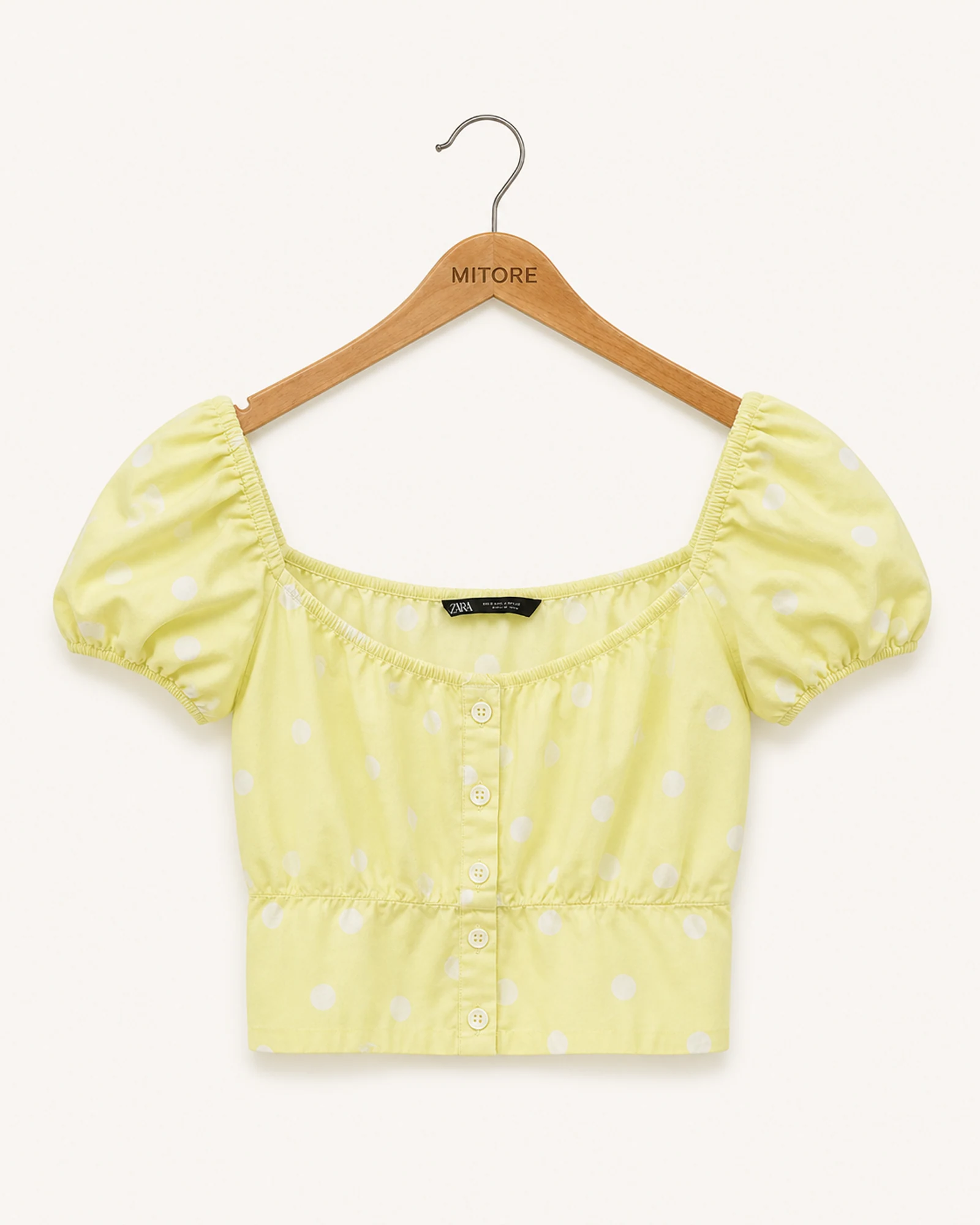 Vista frontal de camisa o top zara amarillo y blanco talla eur s / usa s / mex 26