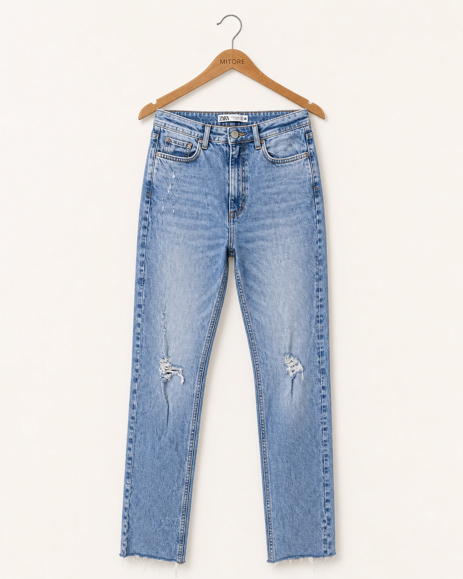 Vista frontal de jean zara light blue talla por confirmar