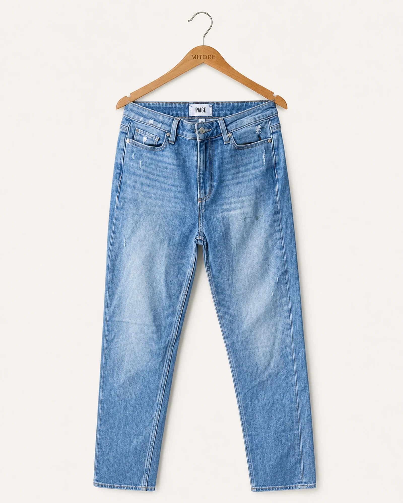 Vista frontal de jean paige light blue talla 26