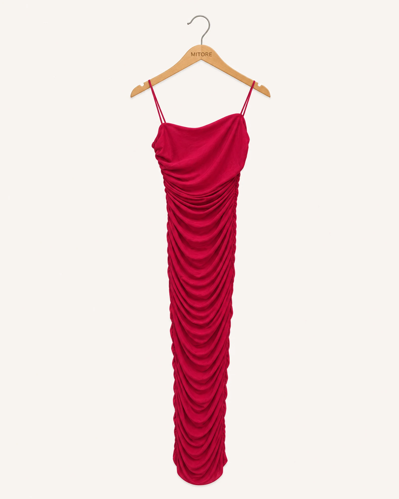 Vista frontal de vestido privy rojo talla s / p / c