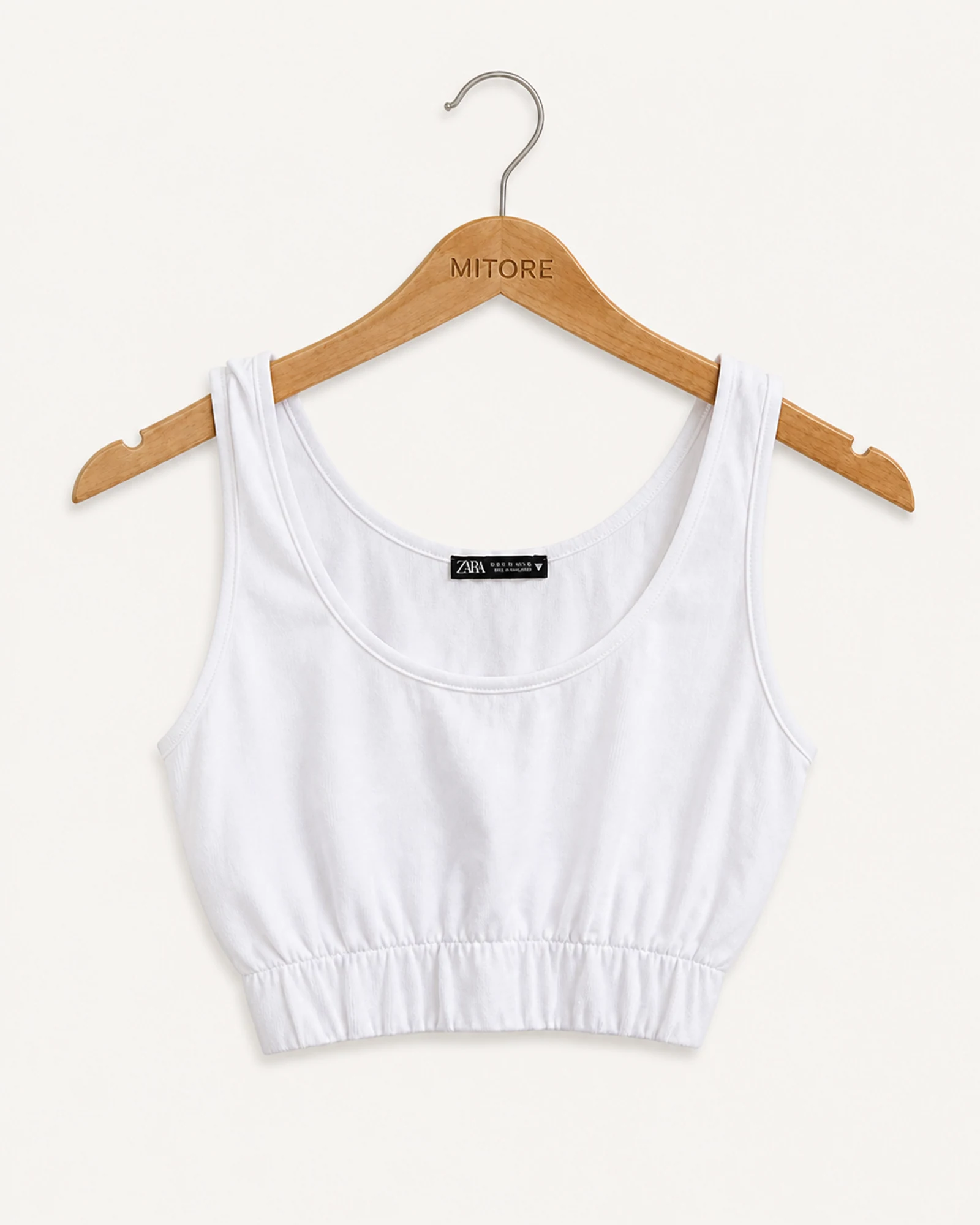 Vista frontal de top zara blanco talla eur s / usa s / mex 26