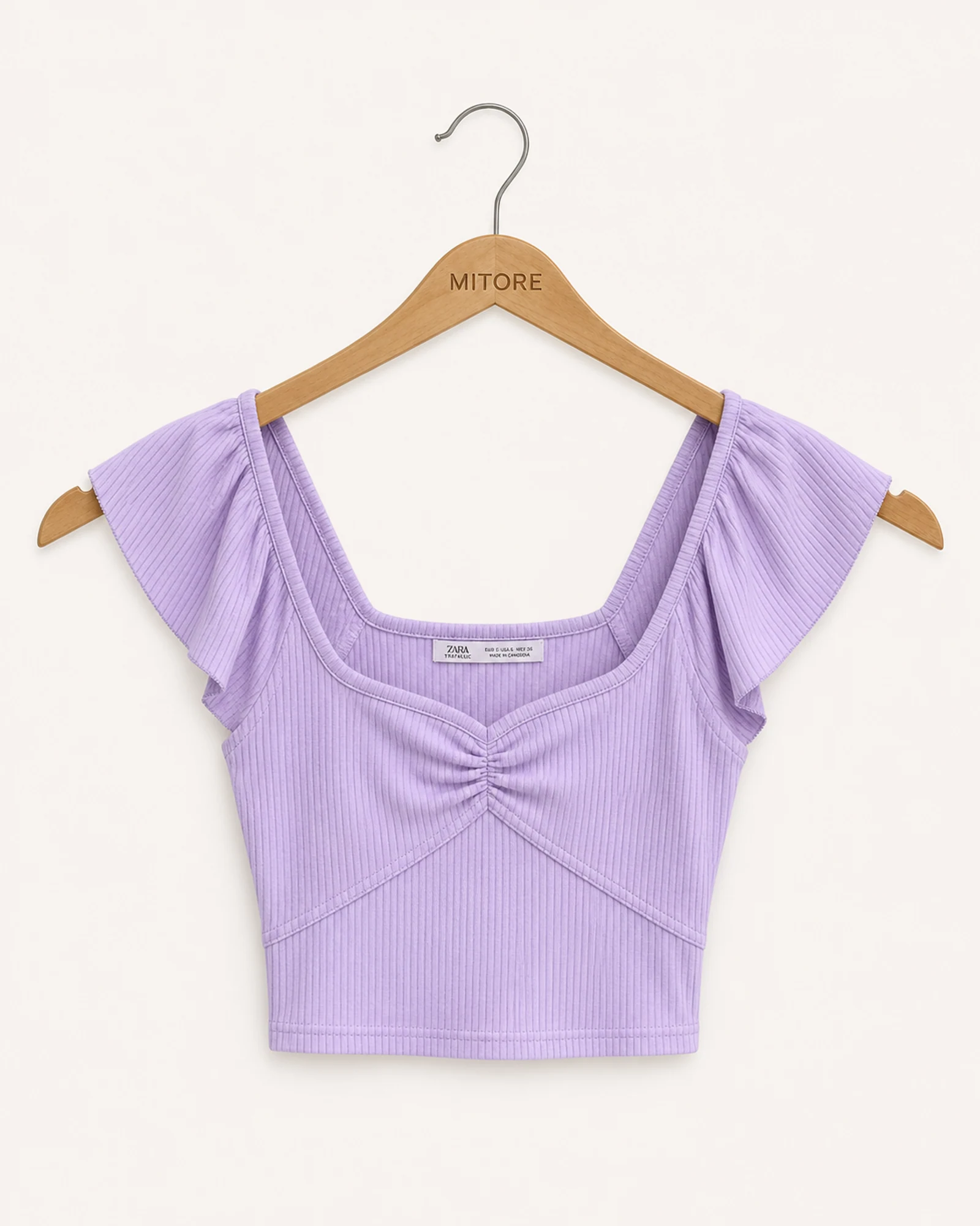 Vista frontal de camisa o top zara trafaluc lavender talla eur s / usa s / mex 26